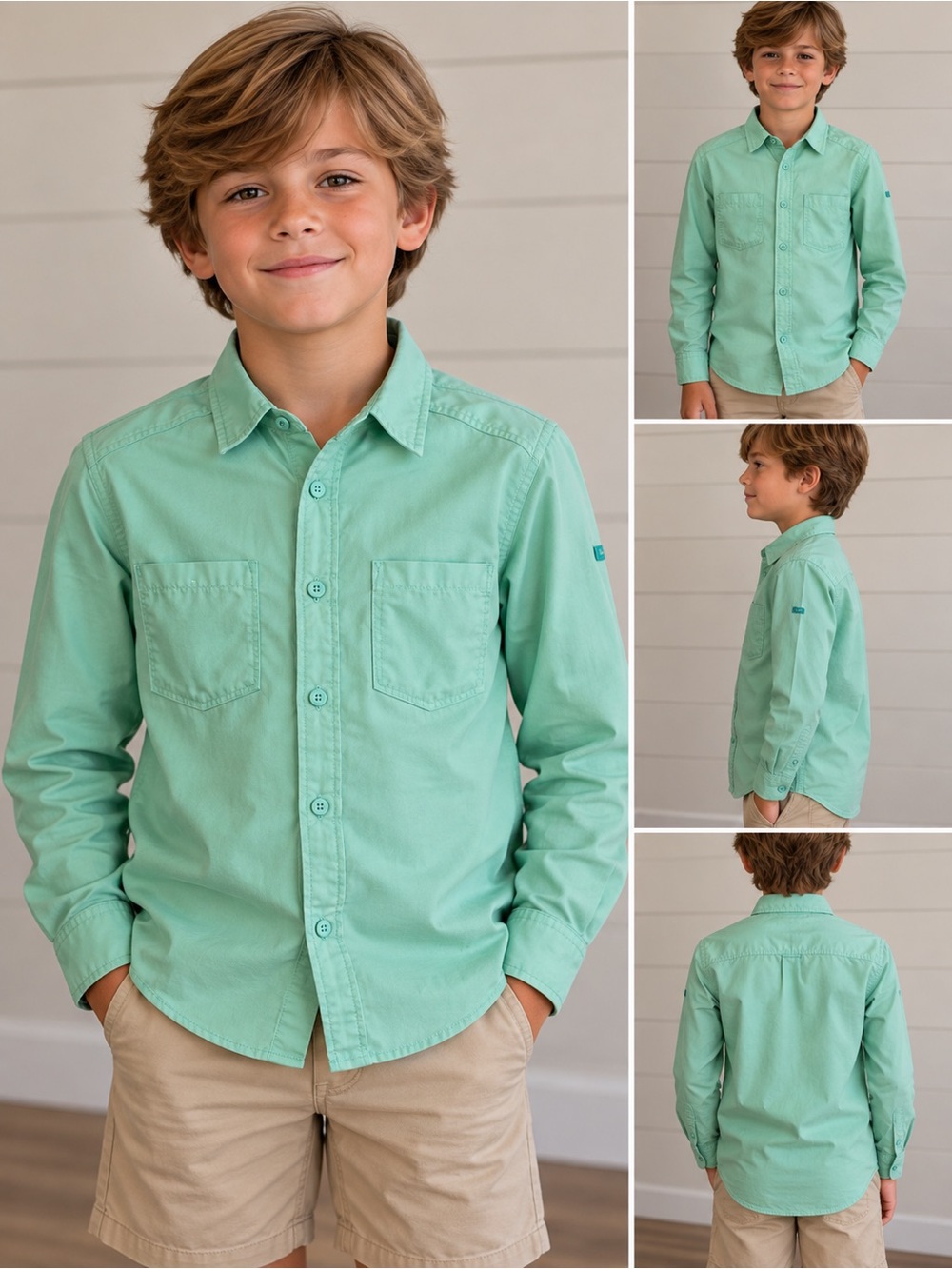 Patagonia Boys Long-Sleeved Rio North Shirt Size M (10) Green